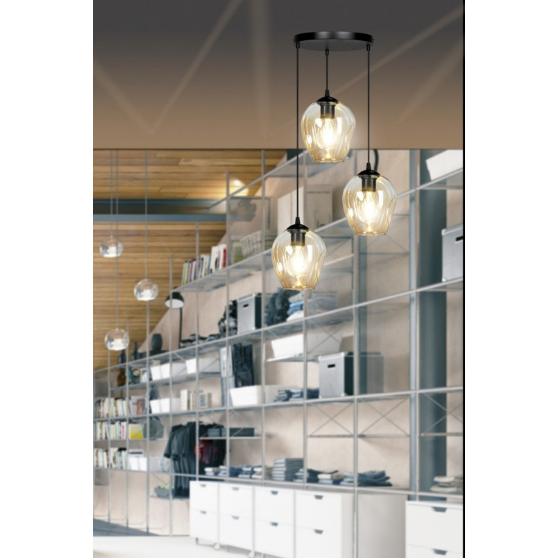 Lampa wisząca Istar III Emibig | Szkło bursztynowe, E27