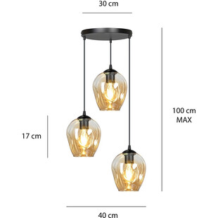 Lampa wisząca Istar III Emibig | Szkło bursztynowe, E27