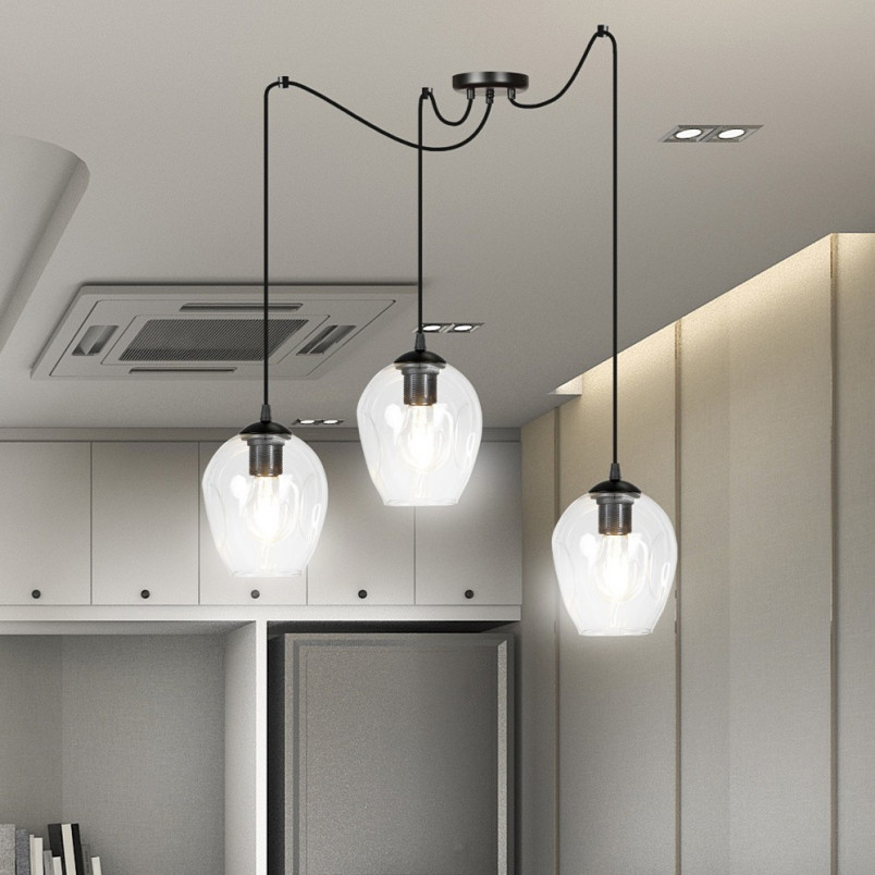 Lampa wisząca "Pająk" Level III | Szkło, E27 | Emibig