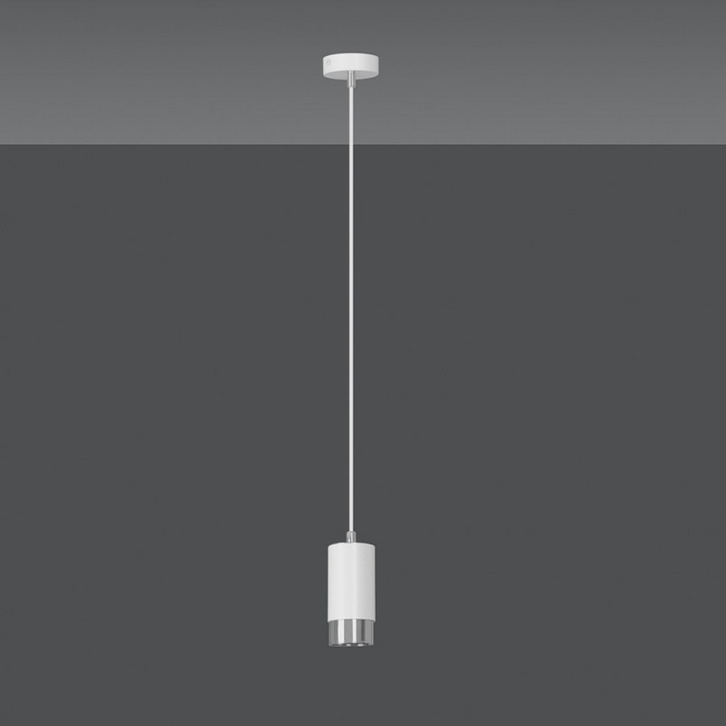 Lampa wisząca Fumiko 8cm biało-chromowana | Emibig