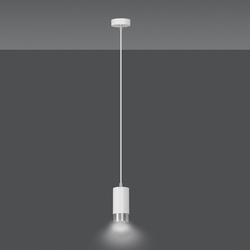 Lampa wisząca Fumiko 8cm biało-chromowana | Emibig