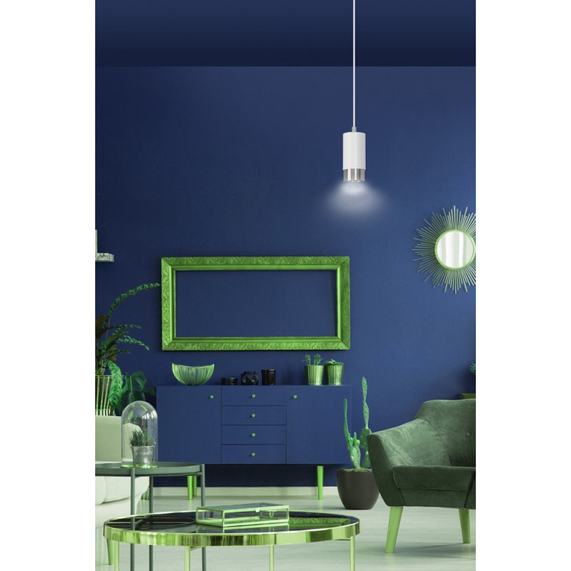 Lampa wisząca Fumiko 8cm biało-chromowana | Emibig