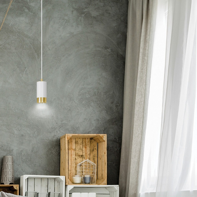 Lampa wisząca Fumiko biało-złota | Emibig - Oświetlenie