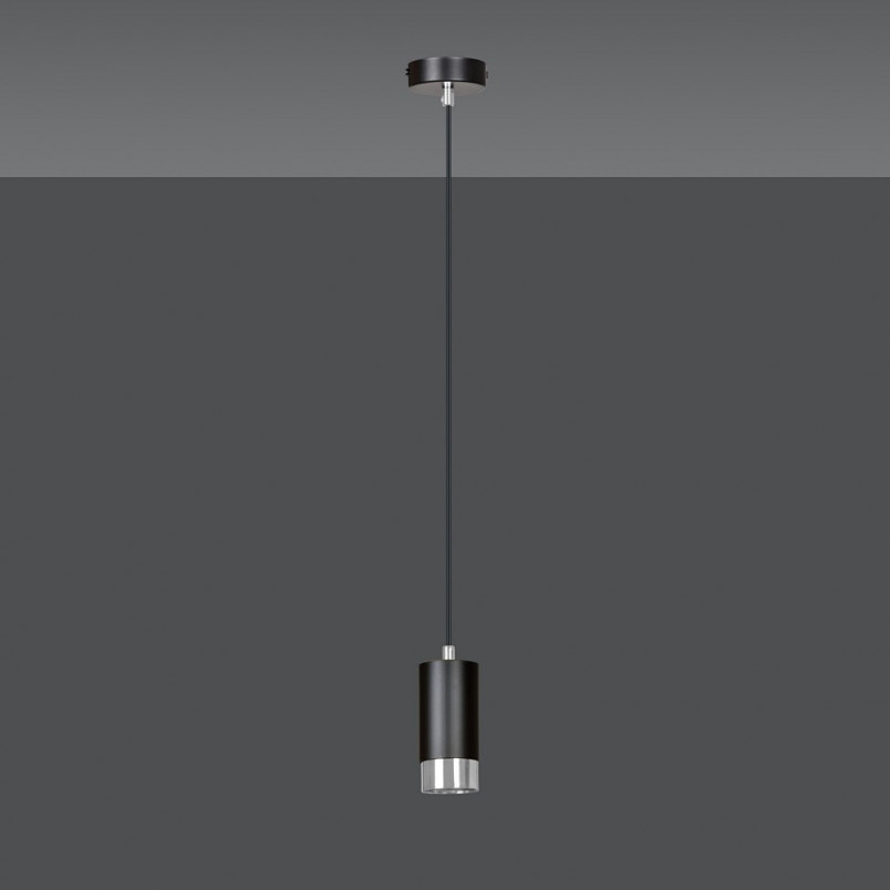 Lampa wisząca Fumiko czarno-chromowana | Emibig