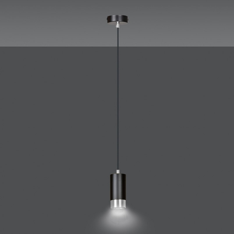 Lampa wisząca Fumiko czarno-chromowana | Emibig