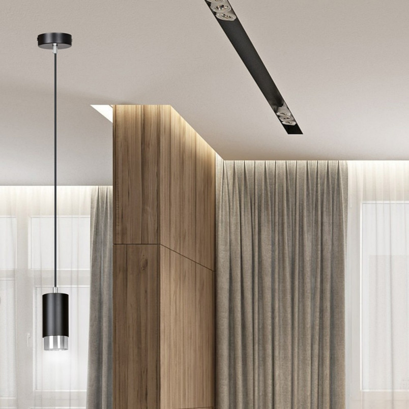 Lampa wisząca Fumiko czarno-chromowana | Emibig