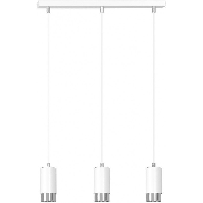 Lampa wisząca Fumiko III biało-chromowana | Emibig