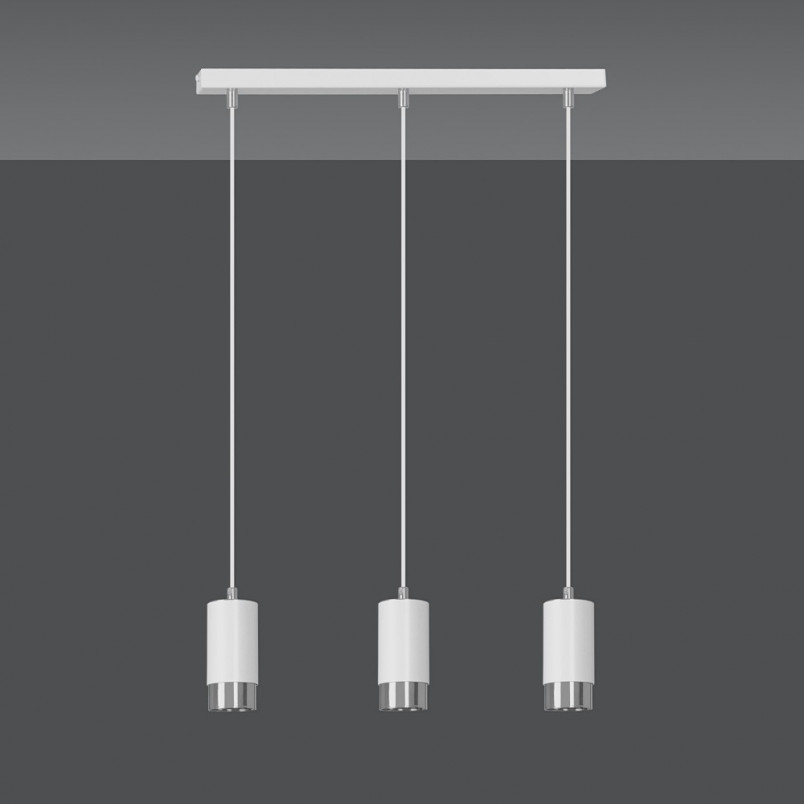 Lampa wisząca Fumiko III biało-chromowana | Emibig