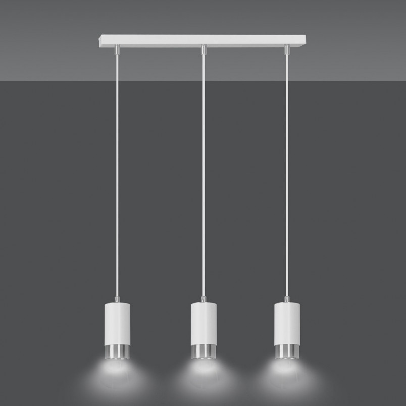 Lampa wisząca Fumiko III biało-chromowana | Emibig