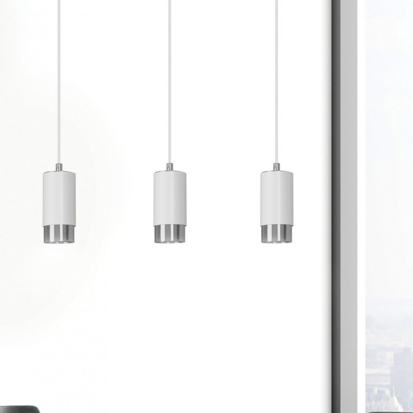 Lampa wisząca Fumiko III biało-chromowana | Emibig