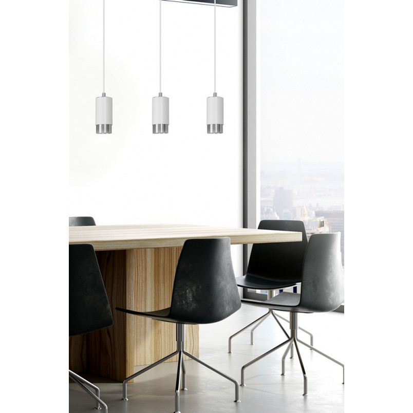 Lampa wisząca Fumiko III biało-chromowana | Emibig