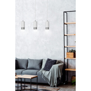 Lampa wisząca Fumiko III biało-chromowana | Emibig