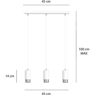 Lampa wisząca Fumiko III biało-chromowana | Emibig
