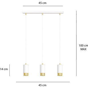Lampa Wisząca Fumiko III | Biało-Złota | Emibig
