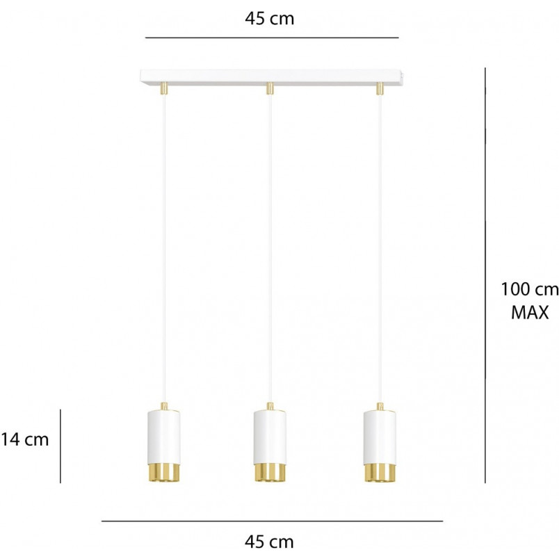 Lampa Wisząca Fumiko III | Biało-Złota | Emibig