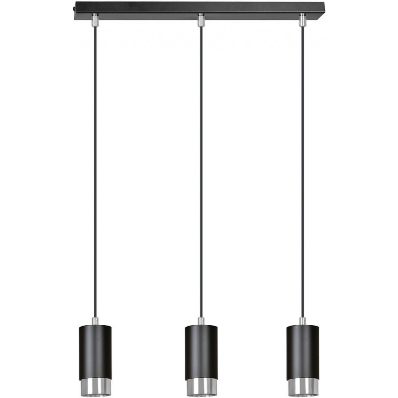 Lampa wisząca Fumiko III | Czarno-chromowana | Emibig