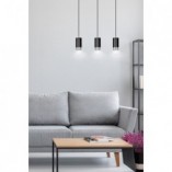 Lampa wisząca Fumiko III | Czarno-chromowana | Emibig