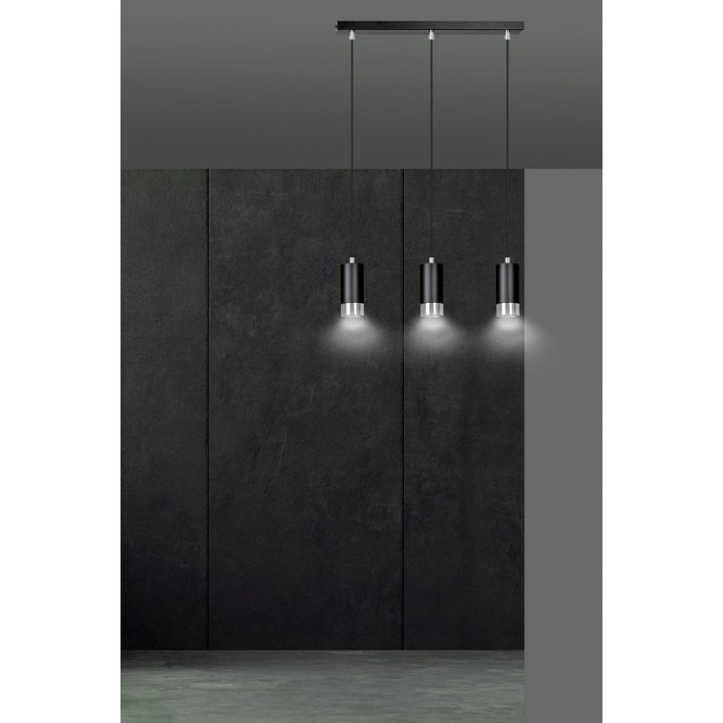 Lampa wisząca Fumiko III | Czarno-chromowana | Emibig