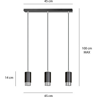 Lampa wisząca Fumiko III | Czarno-chromowana | Emibig