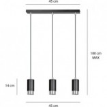 Lampa wisząca Fumiko III | Czarno-chromowana | Emibig