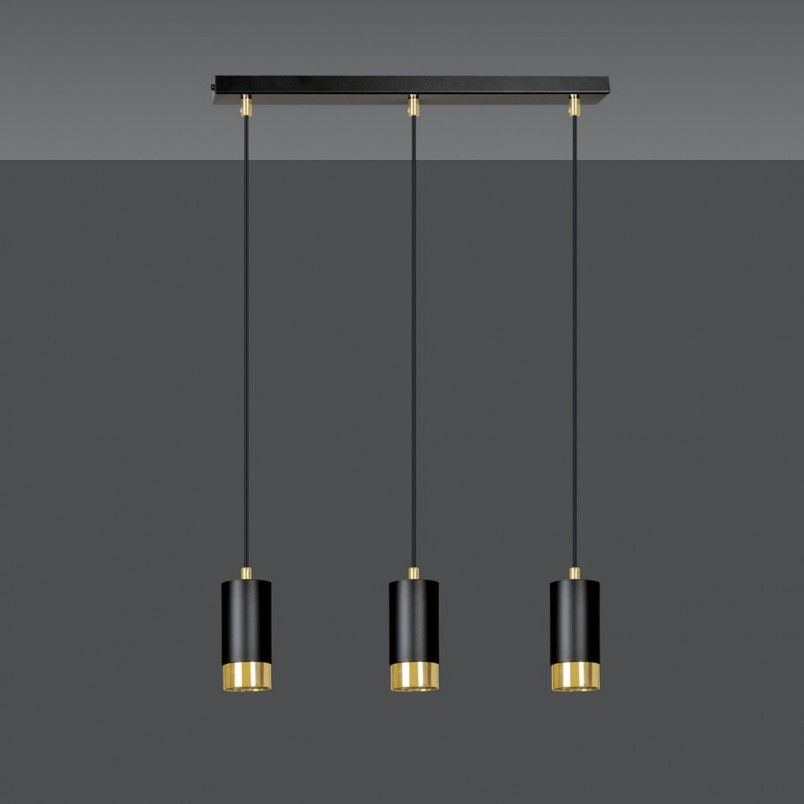 Lampa Wisząca Fumiko III Czarno-Złota | Emibig