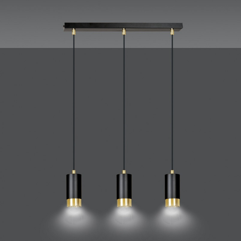 Lampa Wisząca Fumiko III Czarno-Złota | Emibig