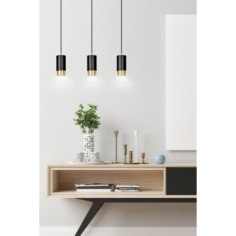 Lampa Wisząca Fumiko III Czarno-Złota | Emibig