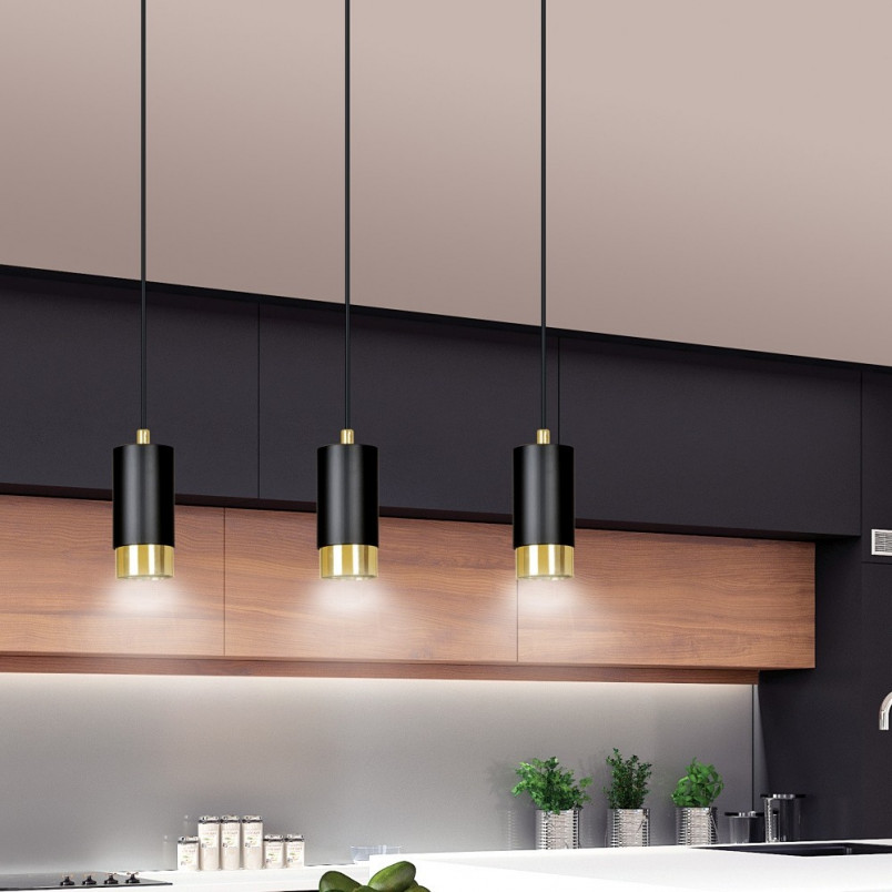 Lampa Wisząca Fumiko III Czarno-Złota | Emibig