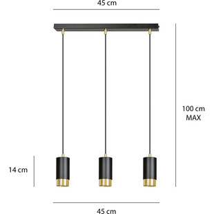 Lampa Wisząca Fumiko III Czarno-Złota | Emibig