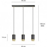 Lampa Wisząca Fumiko III Czarno-Złota | Emibig