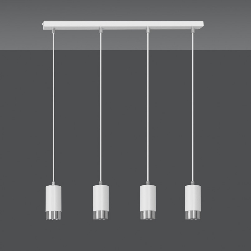 Lampa wisząca Fumiko 4 punktowa biało-chrom - Emibig