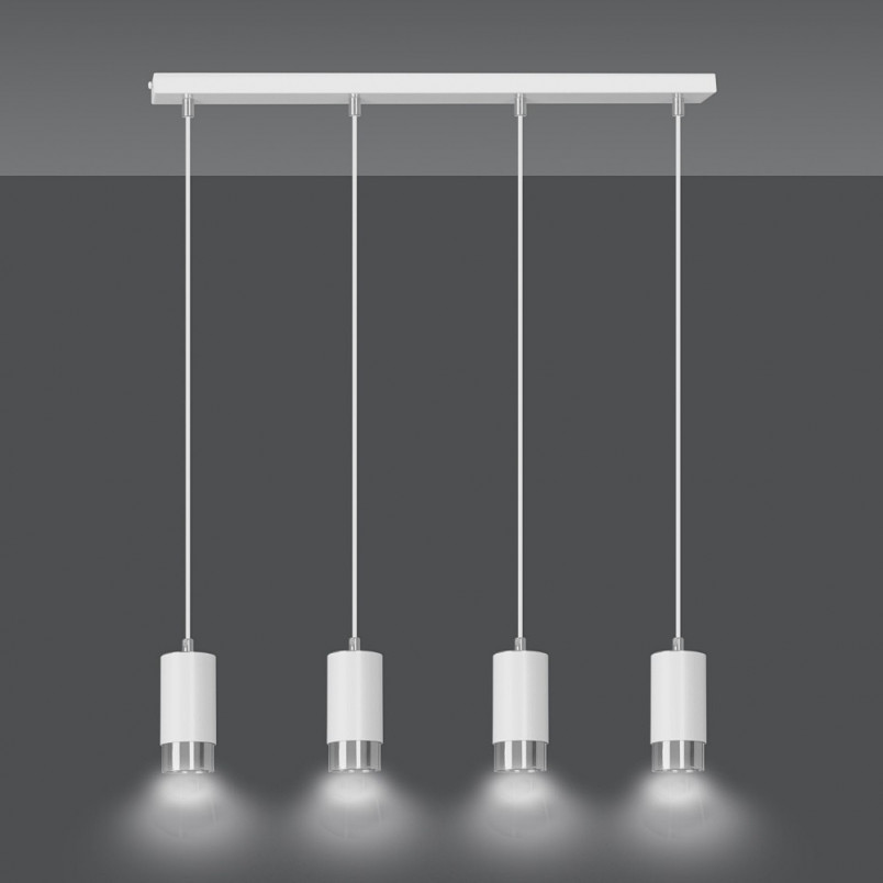 Lampa wisząca Fumiko 4 punktowa biało-chrom - Emibig