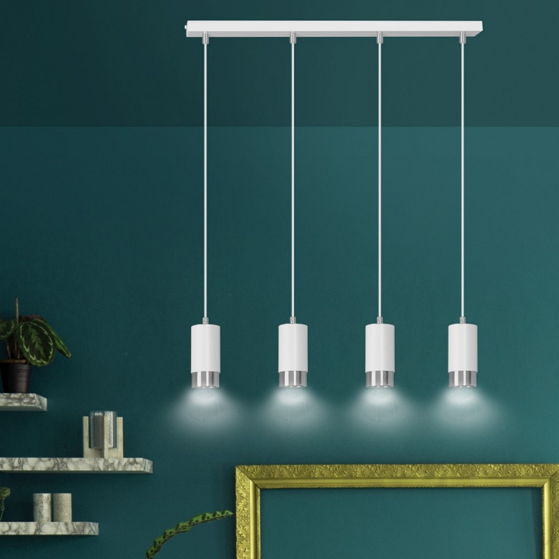 Lampa wisząca Fumiko 4 punktowa biało-chrom - Emibig