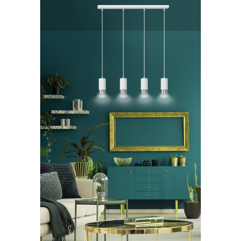 Lampa wisząca Fumiko 4 punktowa biało-chrom - Emibig