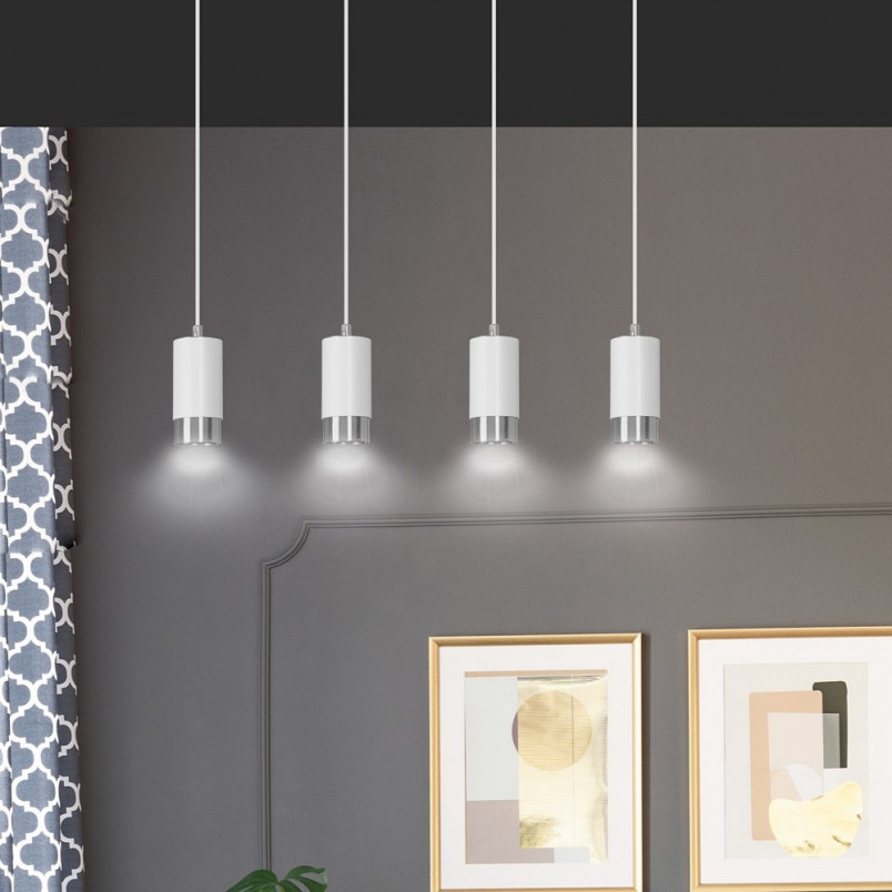 Lampa wisząca Fumiko 4 punktowa biało-chrom - Emibig