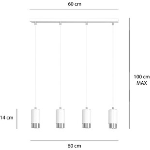 Lampa wisząca Fumiko 4 punktowa biało-chrom - Emibig