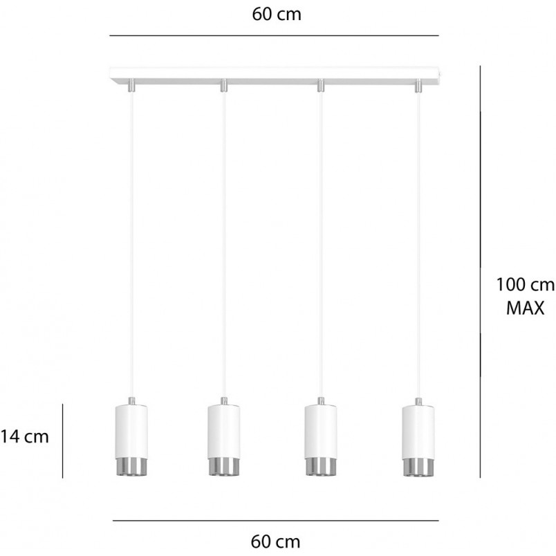 Lampa wisząca Fumiko 4 punktowa biało-chrom - Emibig