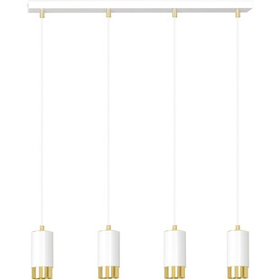 Lampa wisząca Fumiko 4 punktowa biało-złota | Emibig