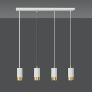 Lampa wisząca Fumiko 4 punktowa biało-złota | Emibig