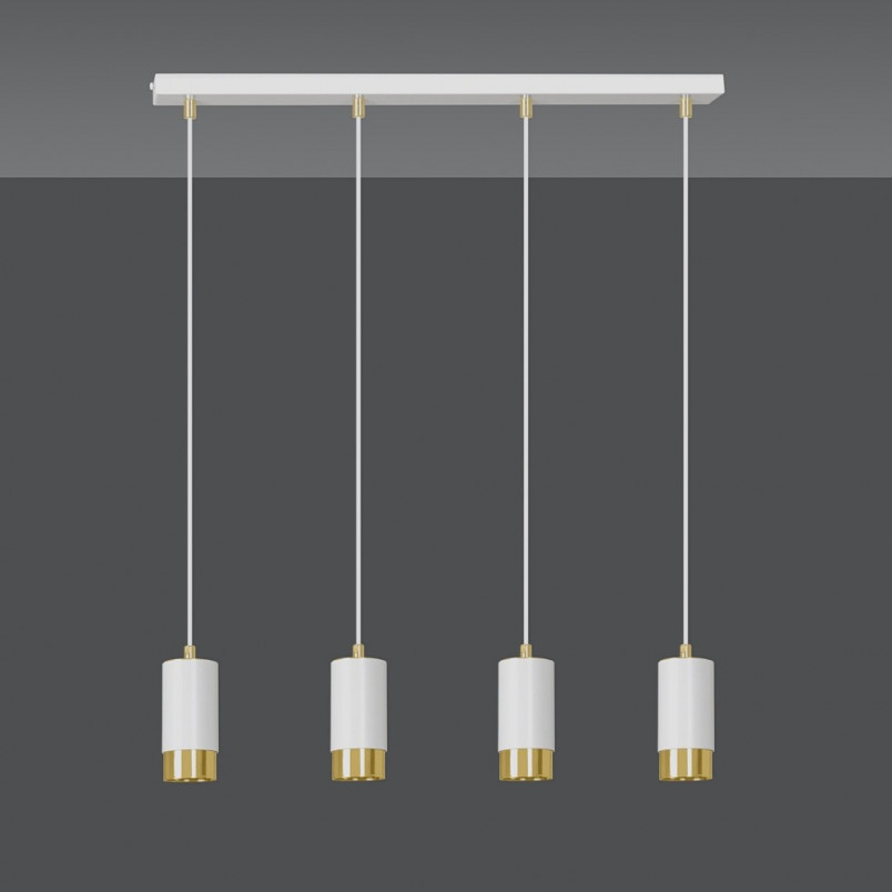 Lampa wisząca Fumiko 4 punktowa biało-złota | Emibig