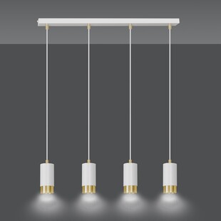 Lampa wisząca Fumiko 4 punktowa biało-złota | Emibig