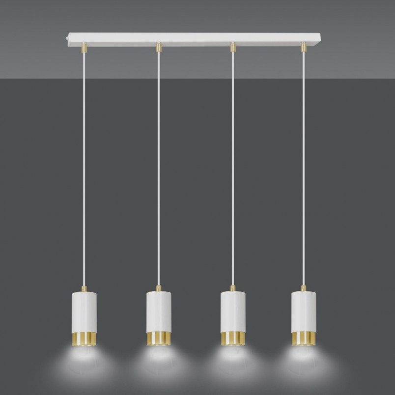 Lampa wisząca Fumiko 4 punktowa biało-złota | Emibig
