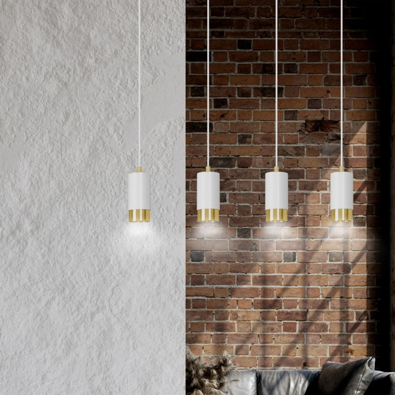 Lampa wisząca Fumiko 4 punktowa biało-złota | Emibig