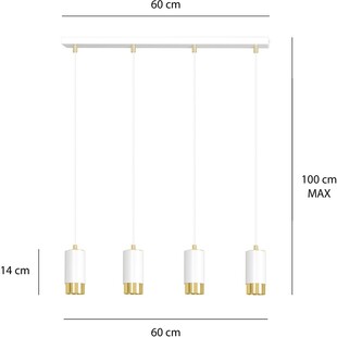 Lampa wisząca Fumiko 4 punktowa biało-złota | Emibig