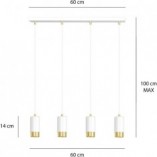 Lampa wisząca Fumiko 4 punktowa biało-złota | Emibig