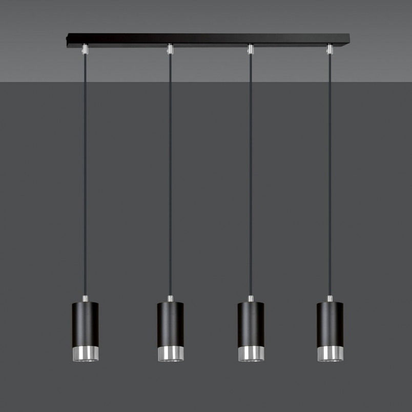 Lampa Wisząca Fumiko 4 Czarno-Chromowana | Emibig