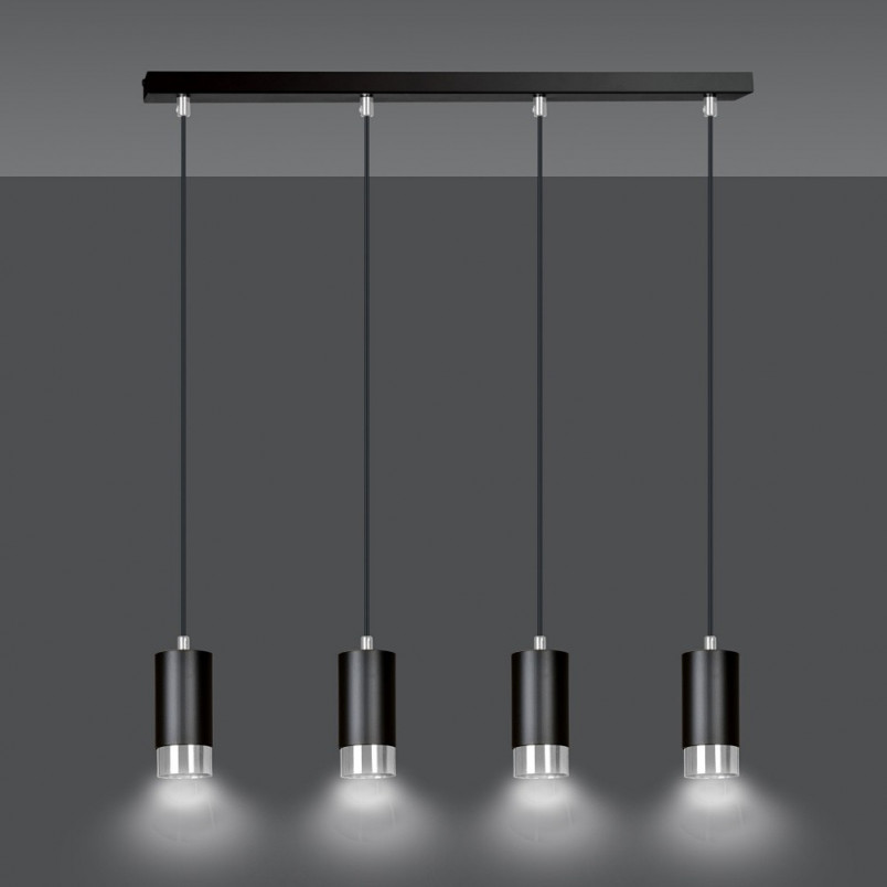 Lampa Wisząca Fumiko 4 Czarno-Chromowana | Emibig