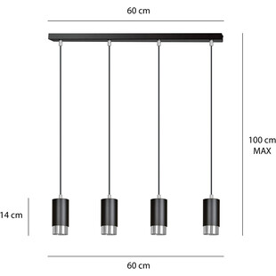 Lampa Wisząca Fumiko 4 Czarno-Chromowana | Emibig