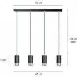 Lampa Wisząca Fumiko 4 Czarno-Chromowana | Emibig