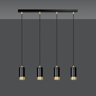 Lampa wisząca Fumiko 4 punktowa czarno-złota Emibig | Salon Lamp
